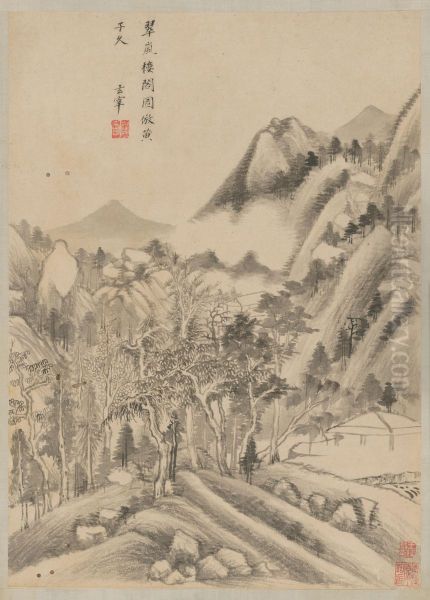 <<dong qi chang shan shui ce>> Oil Painting by Dong Qichang