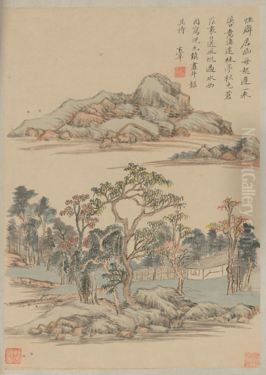 <<dong qi chang shan shui ce>> Oil Painting by Dong Qichang