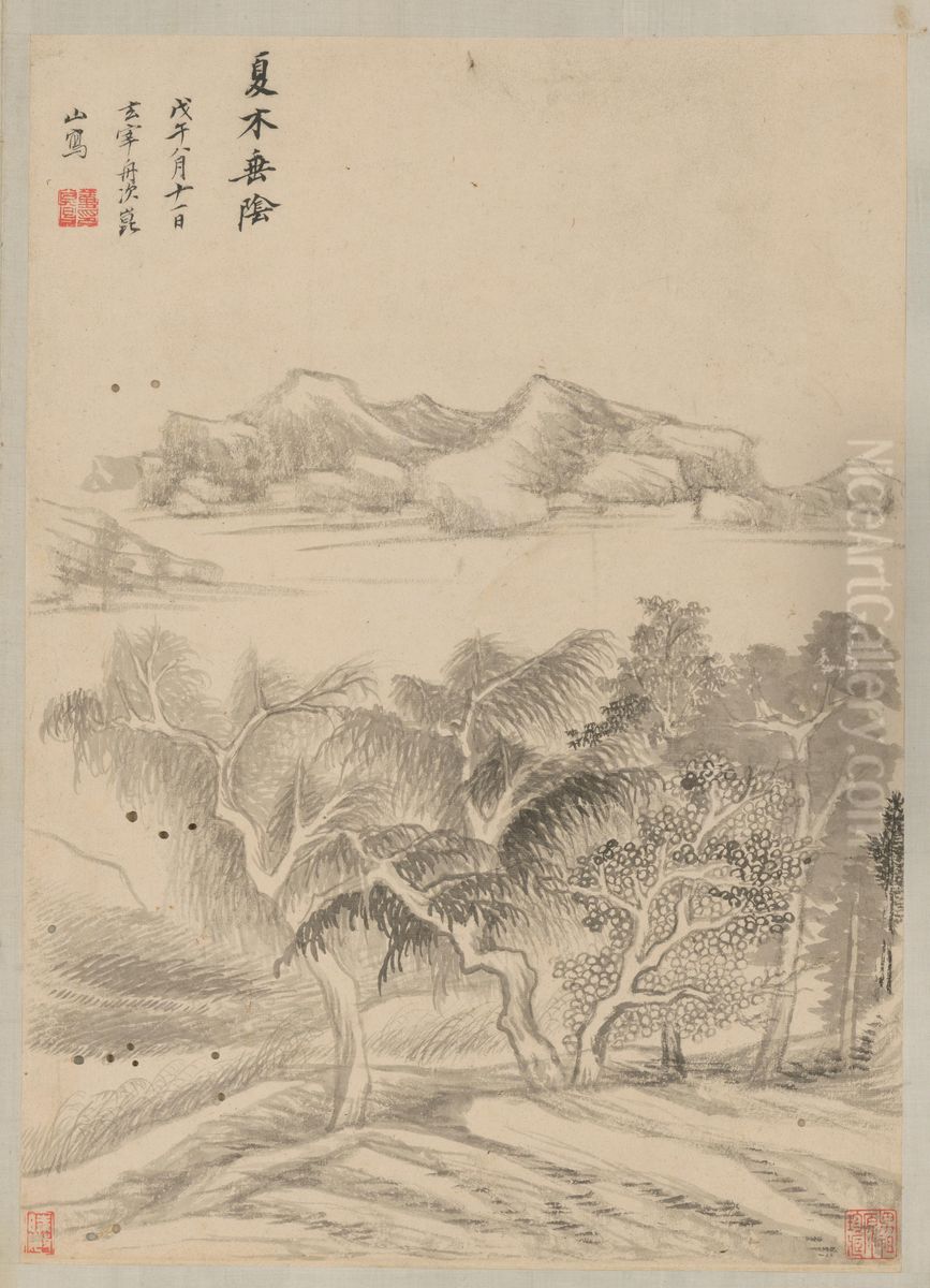 <<dong qi chang shan shui ce>> Oil Painting by Dong Qichang