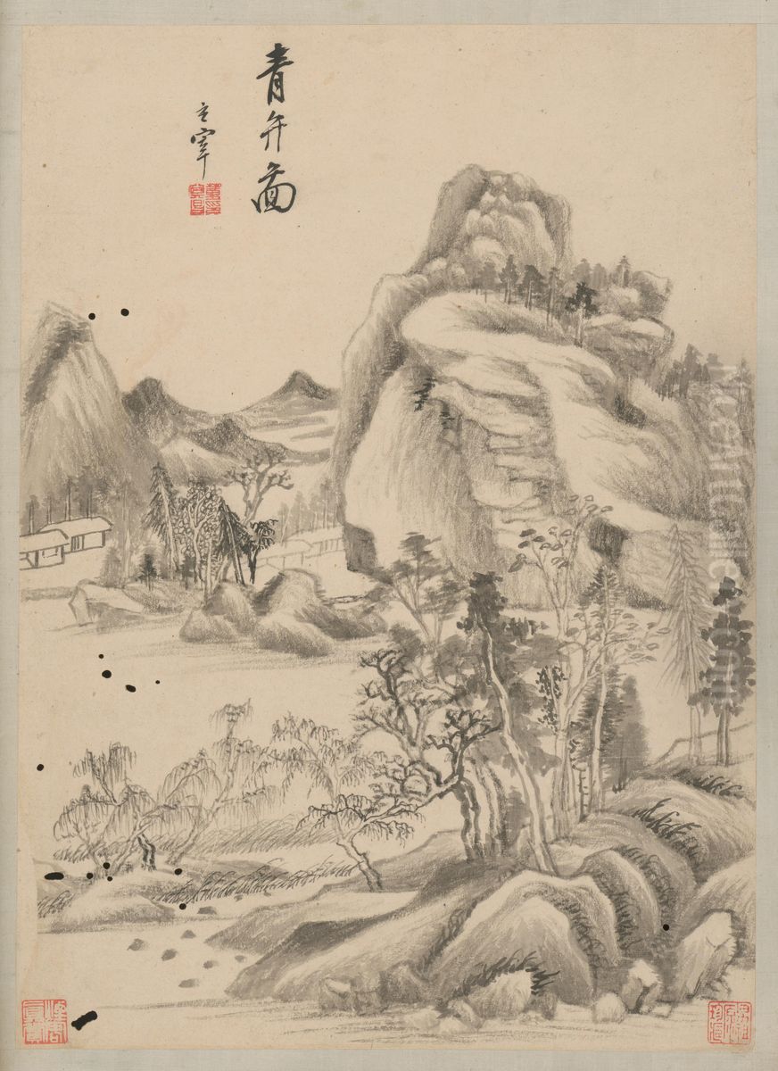 <<dong qi chang shan shui ce>> Oil Painting by Dong Qichang