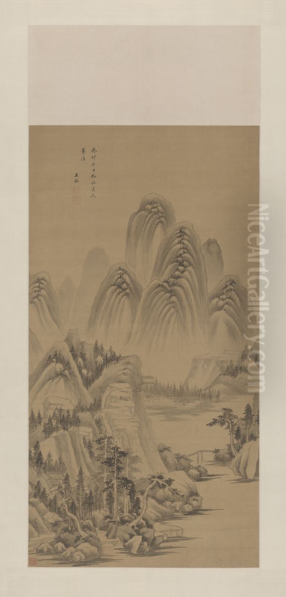 <<wang jian fang mei dao ren shan shui zhou>> Oil Painting by Wang Jian