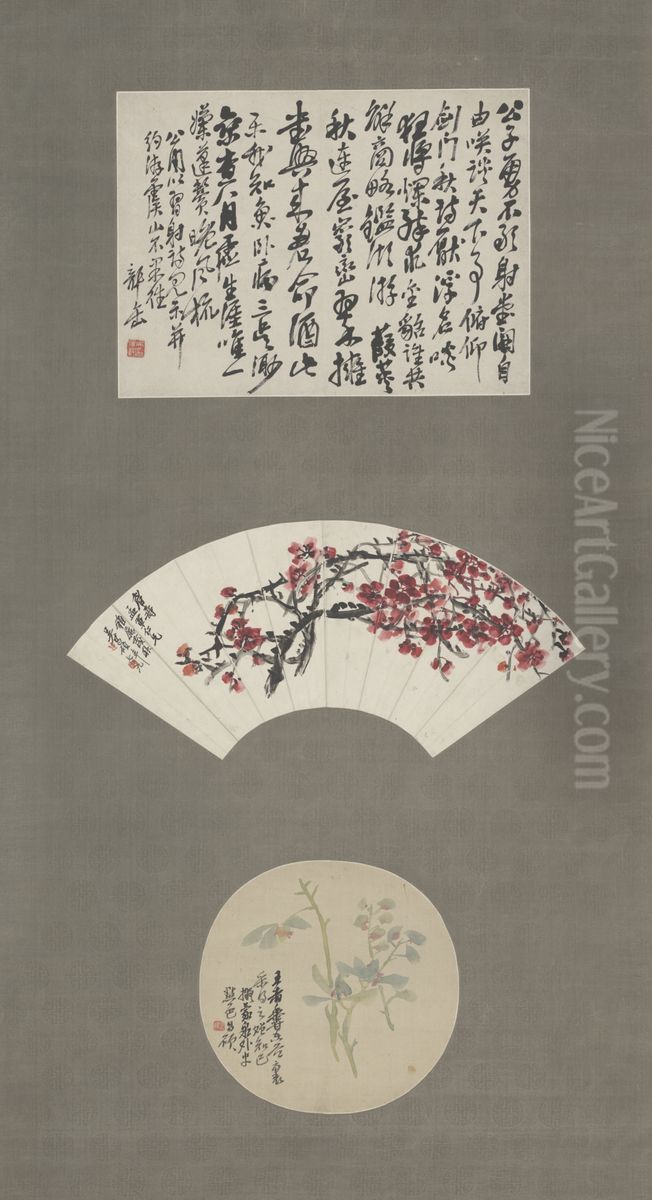 <<wu jun qing she se hong mei lan hua shan mian>> Oil Painting by Wu Chang-shuo