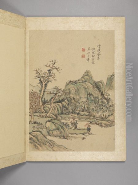 <<wang yuan qi fang gu shan shui ce>> Oil Painting by Wang Yuanqi