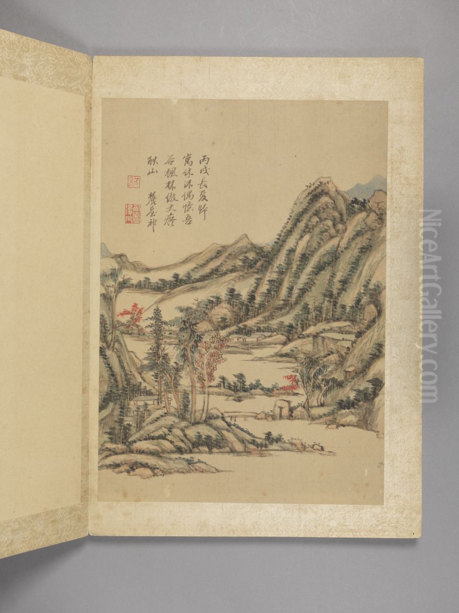 <<wang yuan qi fang gu shan shui ce>> Oil Painting by Wang Yuanqi