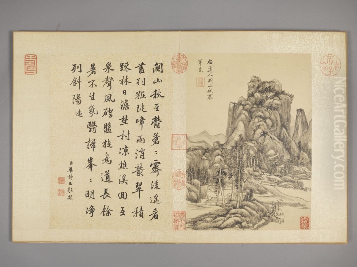 <<wang yuan qi fang gu shan shui ce>> Oil Painting by Wang Yuanqi