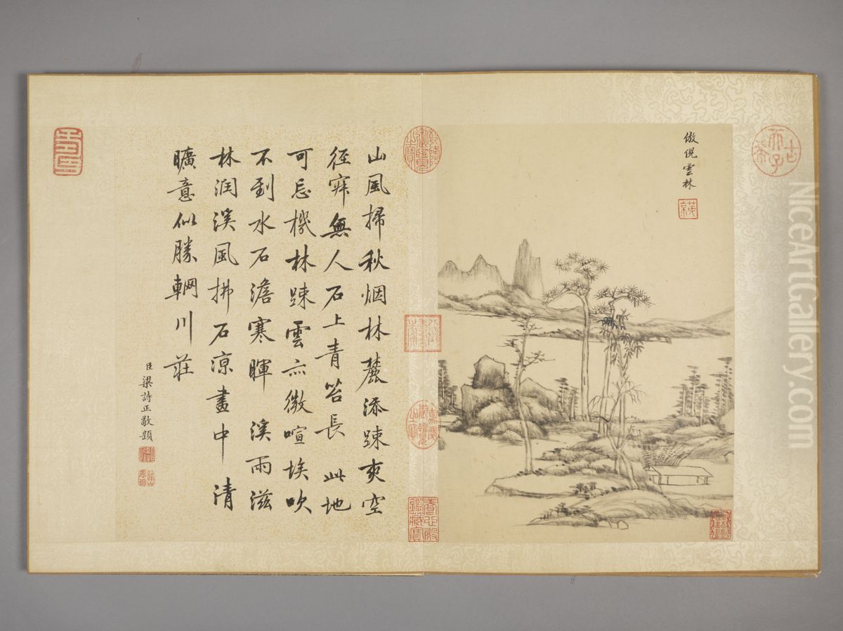 <<wang yuan qi fang gu shan shui ce>> Oil Painting by Wang Yuanqi