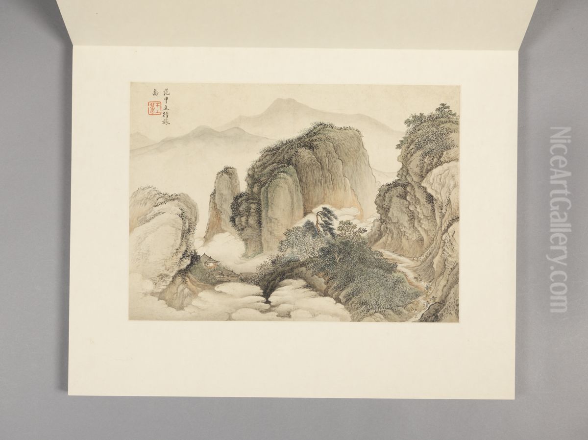 <<wang hui fang gu shan shui ce>> Oil Painting by Wang Hui