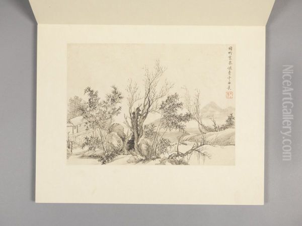 <<wang hui fang gu shan shui ce>> Oil Painting by Wang Hui