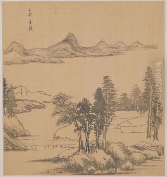 <<dong qi chang shan shui tu ce>> Oil Painting by Dong Qichang