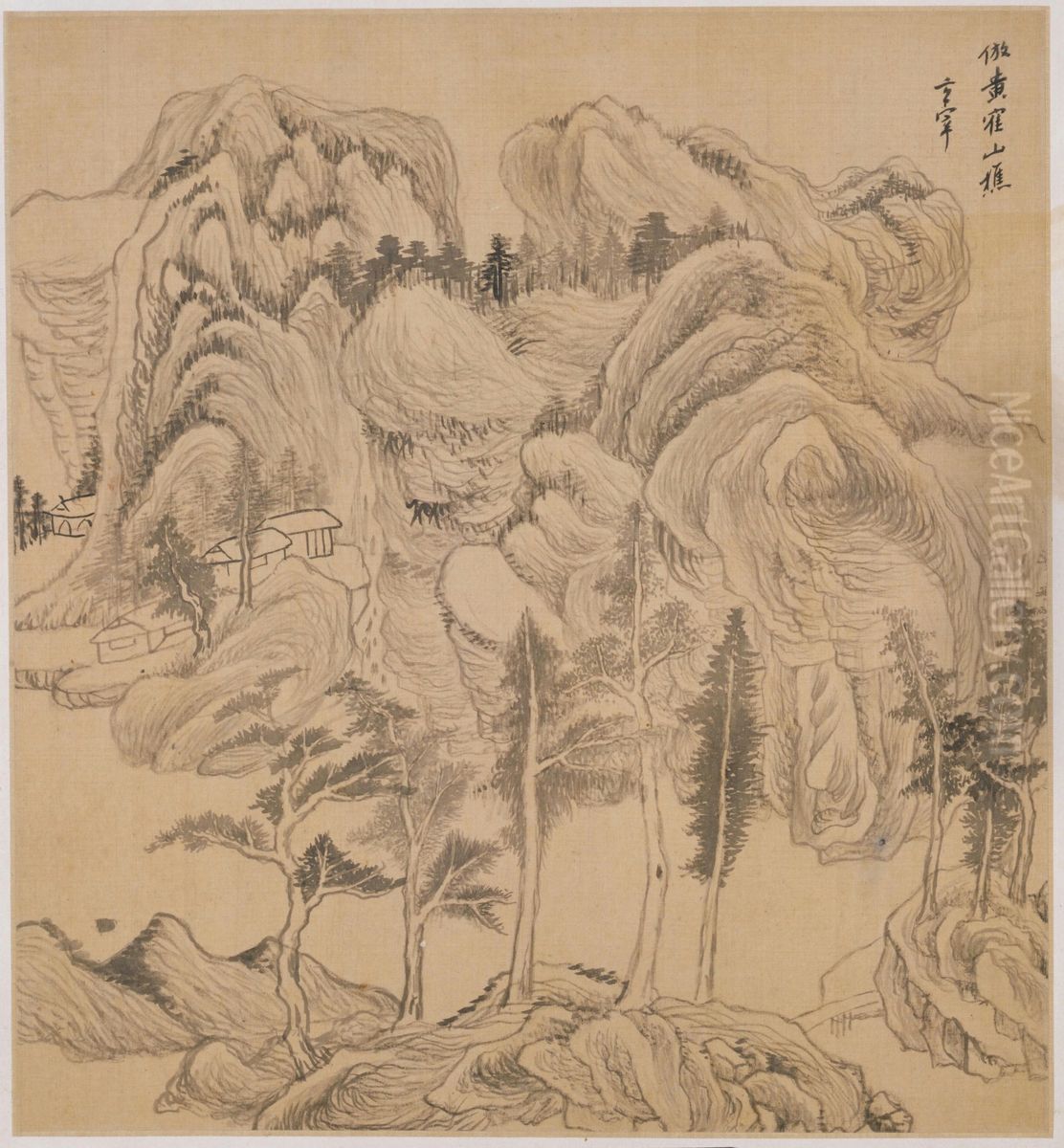 <<dong qi chang shan shui tu ce>> Oil Painting by Dong Qichang