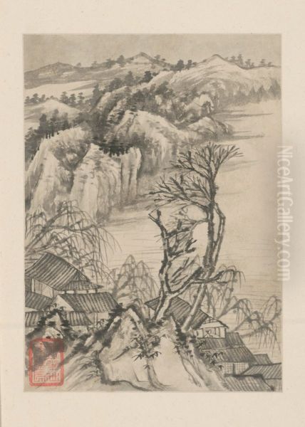 <<shi tao shan shui tu ce>> Oil Painting by Shitao Daoji