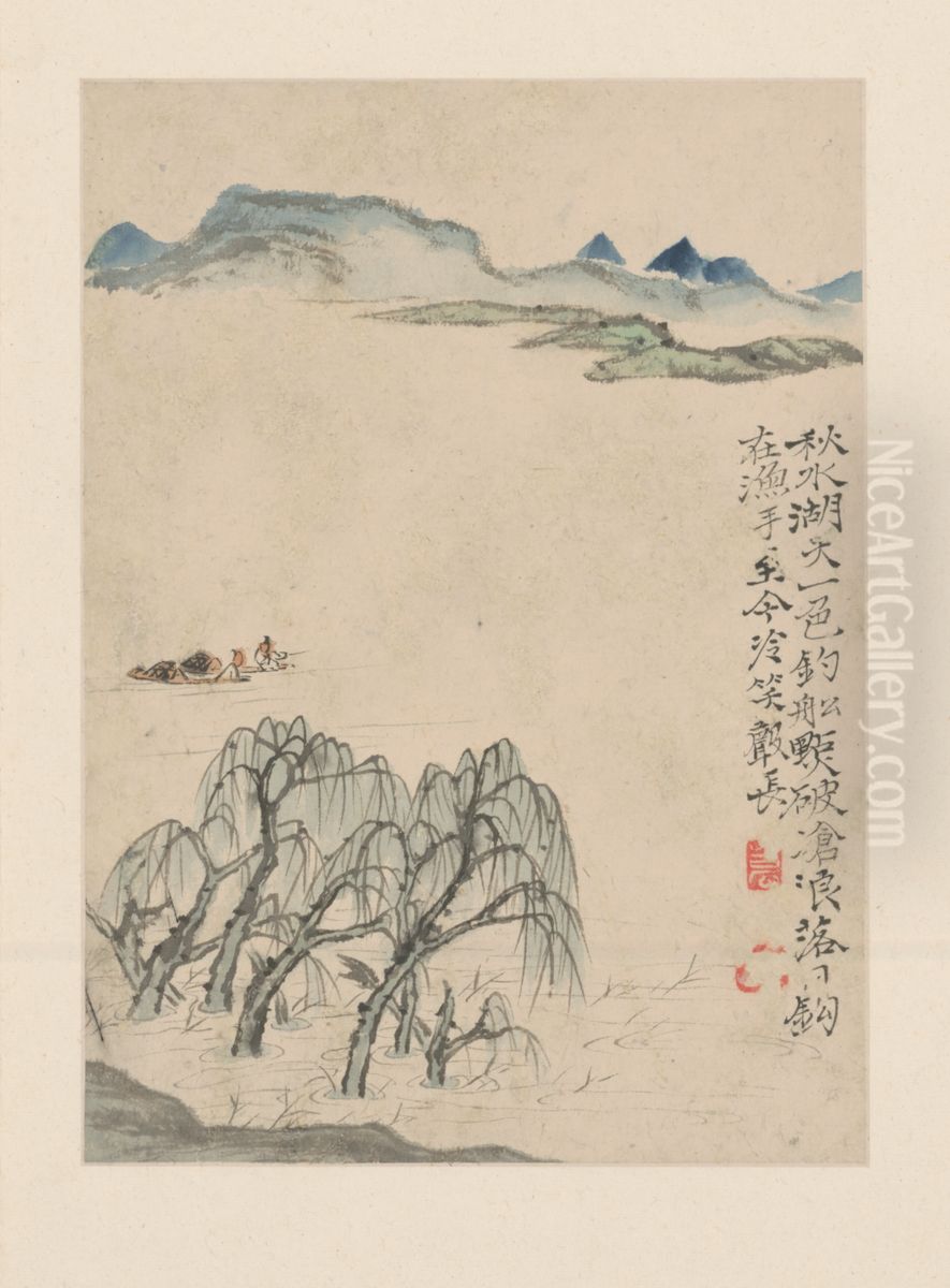 <<shi tao shan shui tu ce>> Oil Painting by Shitao Daoji