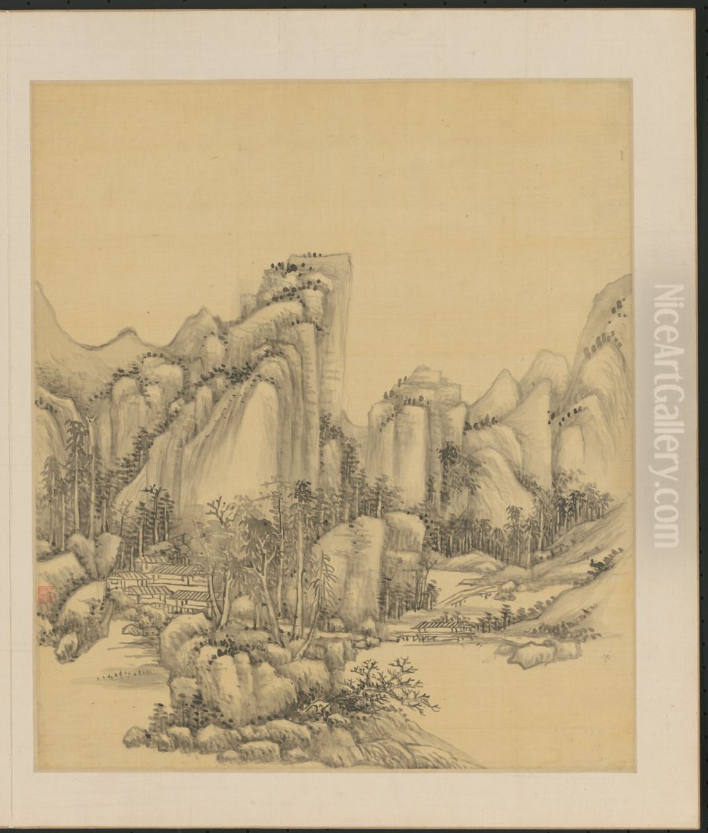<<wang yuan qi shan shui ce>> Oil Painting by Wang Yuanqi