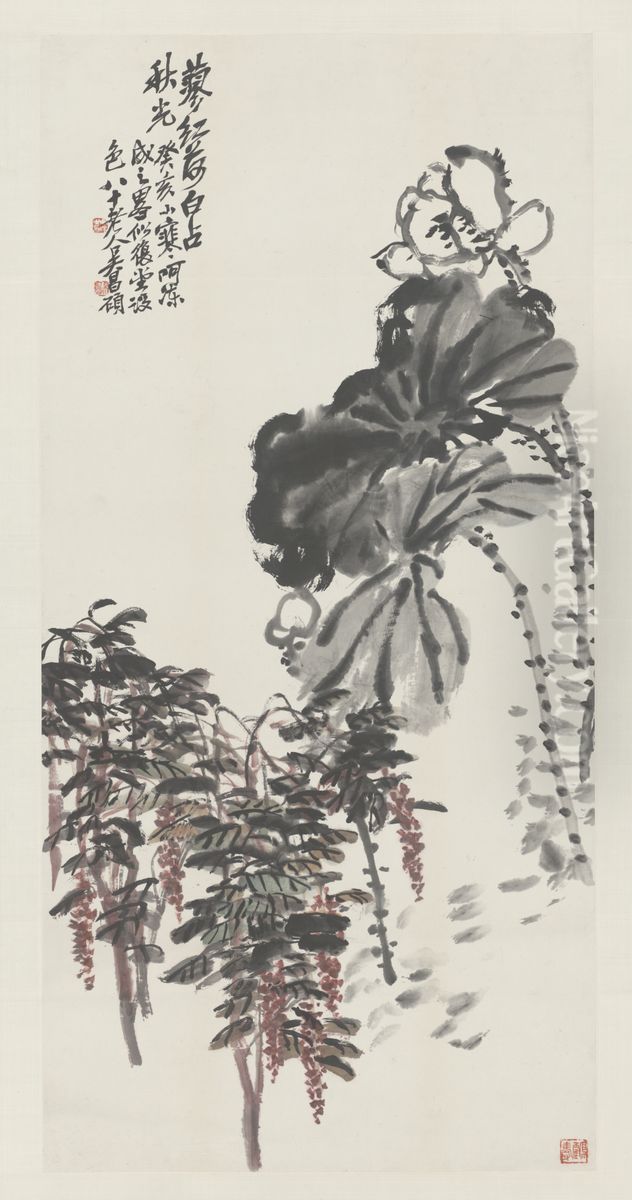 <<wu jun qing liao hong he bai tu zhou>> Oil Painting by Wu Chang-shuo