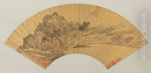 <<wen zheng ming shan shui shan ye>> Oil Painting by Wen Zhengming