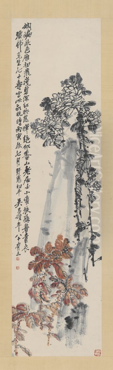 <<wu jun qing yan lai hong ju shi zhou>> Oil Painting by Wu Chang-shuo