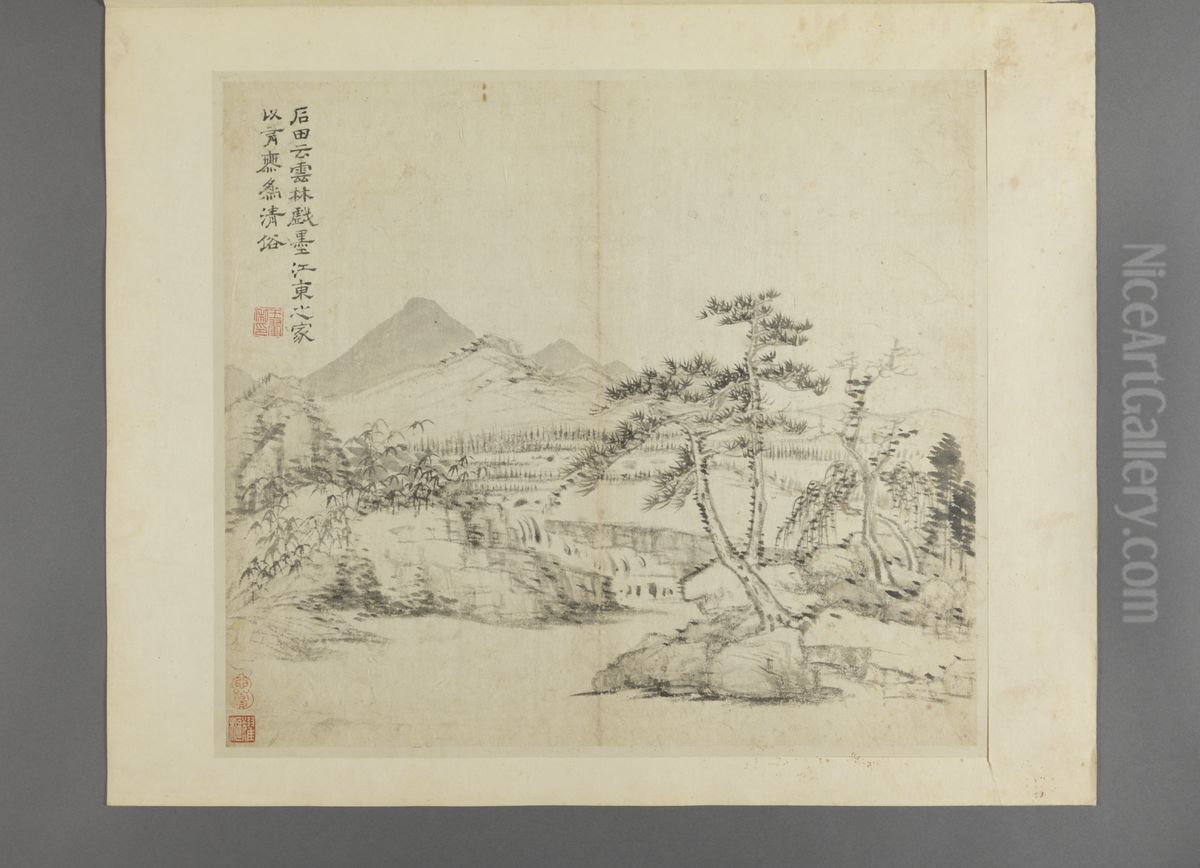 <<wang hui fang gu shan shui ce>> Oil Painting by Wang Hui