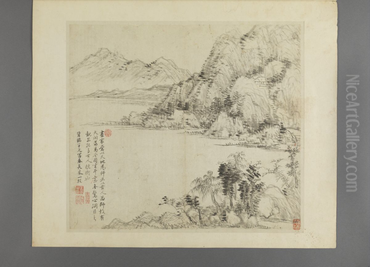<<wang hui fang gu shan shui ce>> Oil Painting by Wang Hui