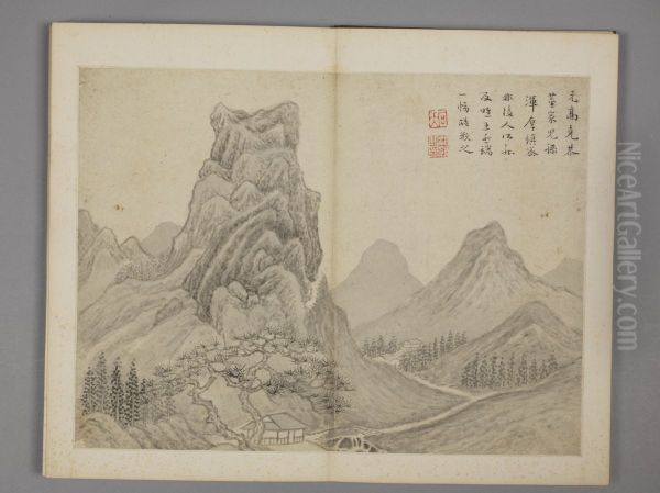 <<chen hao fang gu shan shui ce>> Oil Painting by Shen Hao