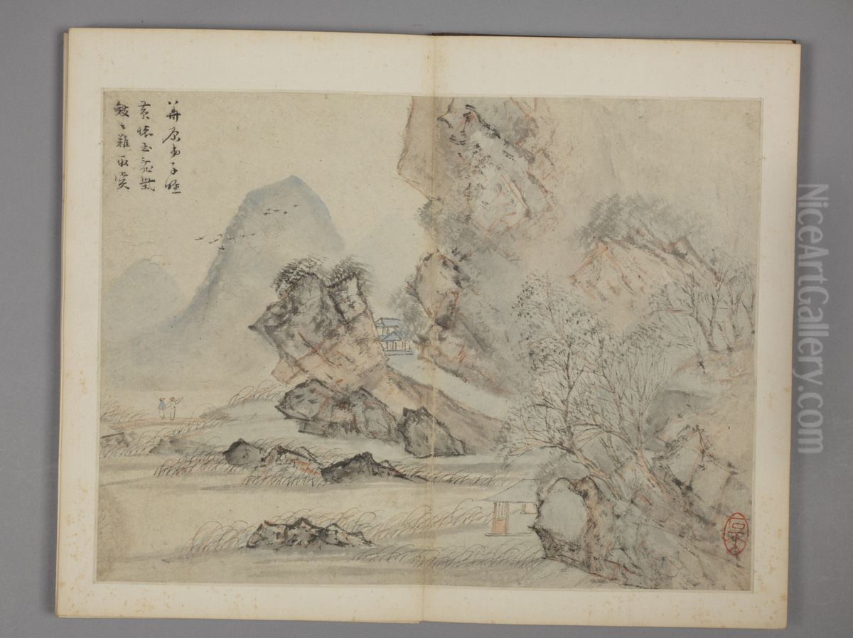 <<chen hao fang gu shan shui ce>> Oil Painting by Shen Hao