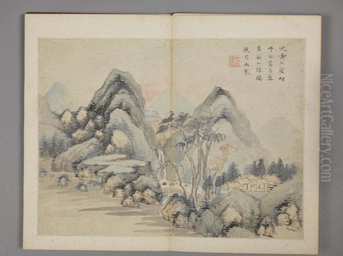 <<chen hao fang gu shan shui ce>> Oil Painting by Shen Hao <<chen hao fang gu shan shui ce>> Oil Painting by Shen Hao