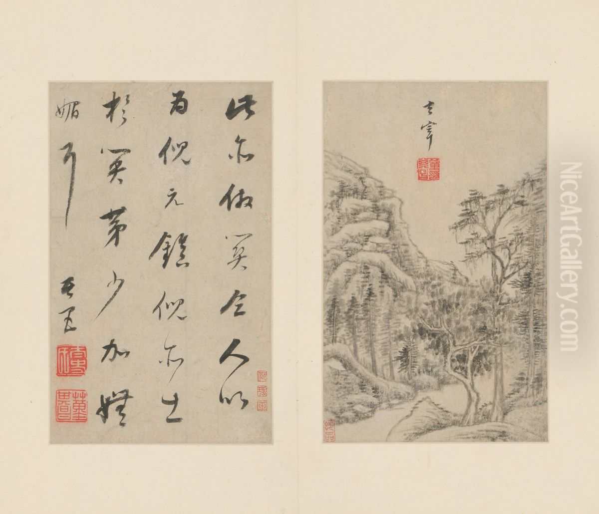 <<dong qi chang shan shui ce>> Oil Painting by Dong Qichang