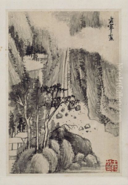 <<dong qi chang shan shui ce>> Oil Painting by Dong Qichang