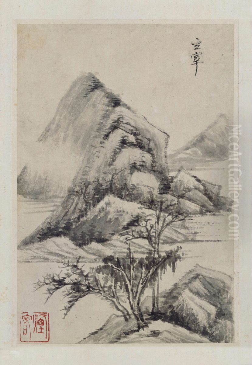 <<dong qi chang shan shui ce>> Oil Painting by Dong Qichang