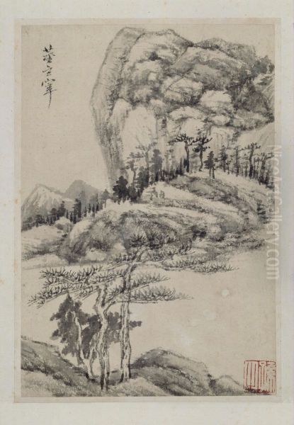 <<dong qi chang shan shui ce>> Oil Painting by Dong Qichang