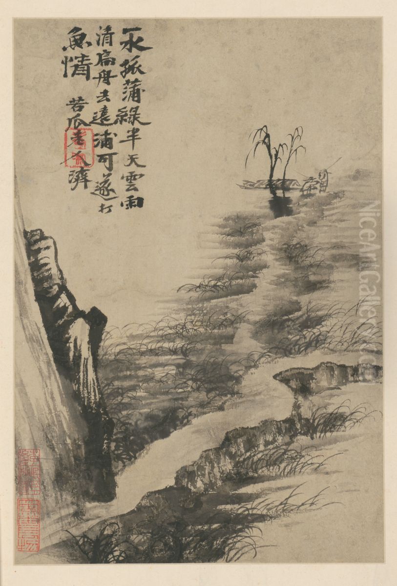 <<yuan ji huang shan you tu ce>> Oil Painting by Shitao Daoji