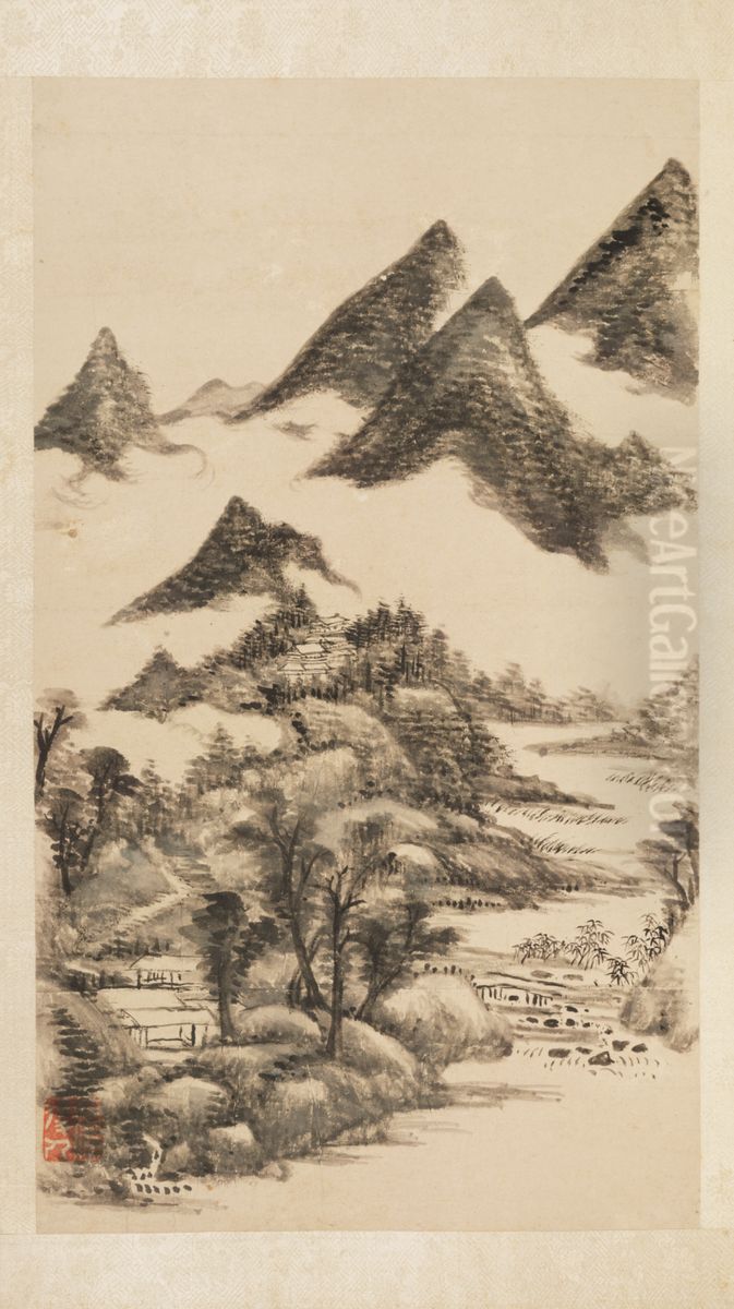 <<wang yuan qi shan shui ce>> Oil Painting by Wang Yuanqi