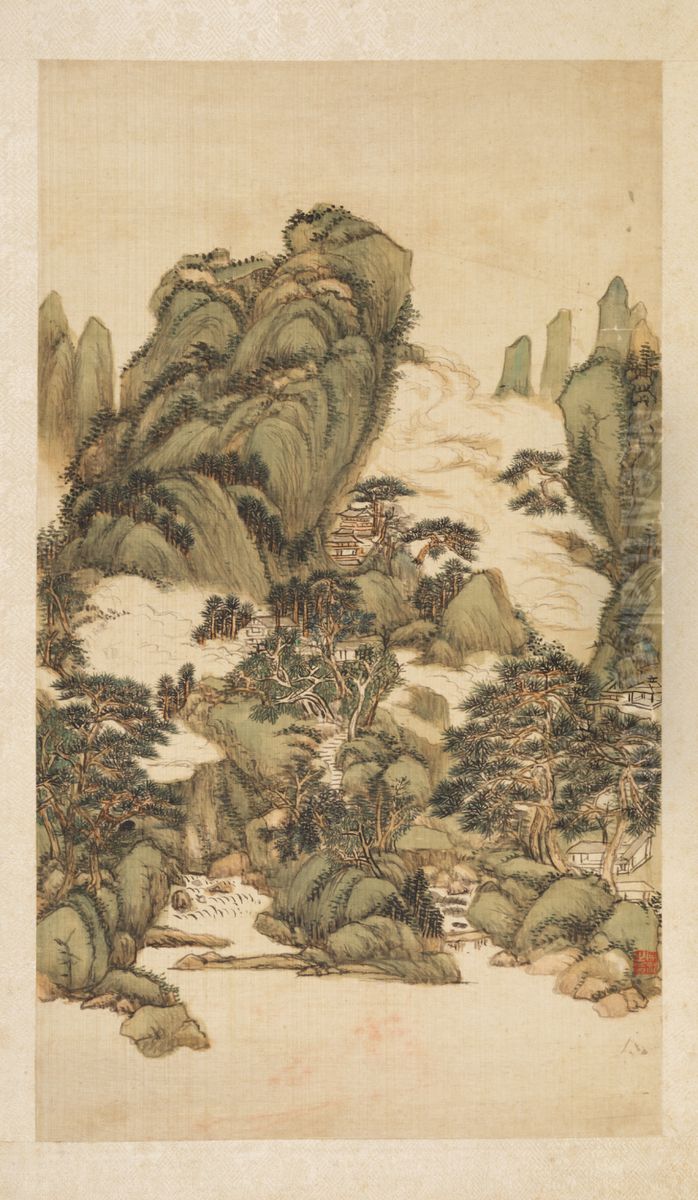 <<wang yuan qi shan shui ce>> Oil Painting by Wang Yuanqi