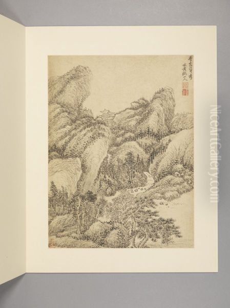 <<wang hui fang gu shan shui ce>> Oil Painting by Wang Hui
