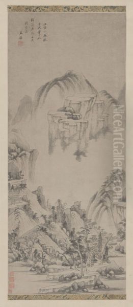 <<wang jian fang huang gong wang shan shui tu zhou>> Oil Painting by Wang Jian