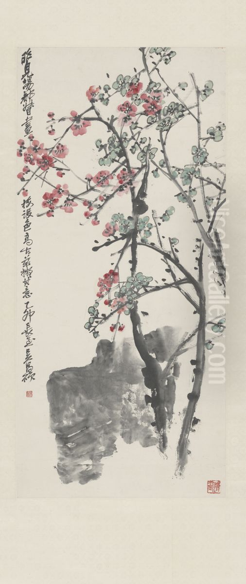 <<wu jun qing mei hua zhou>> Oil Painting by Wu Chang-shuo