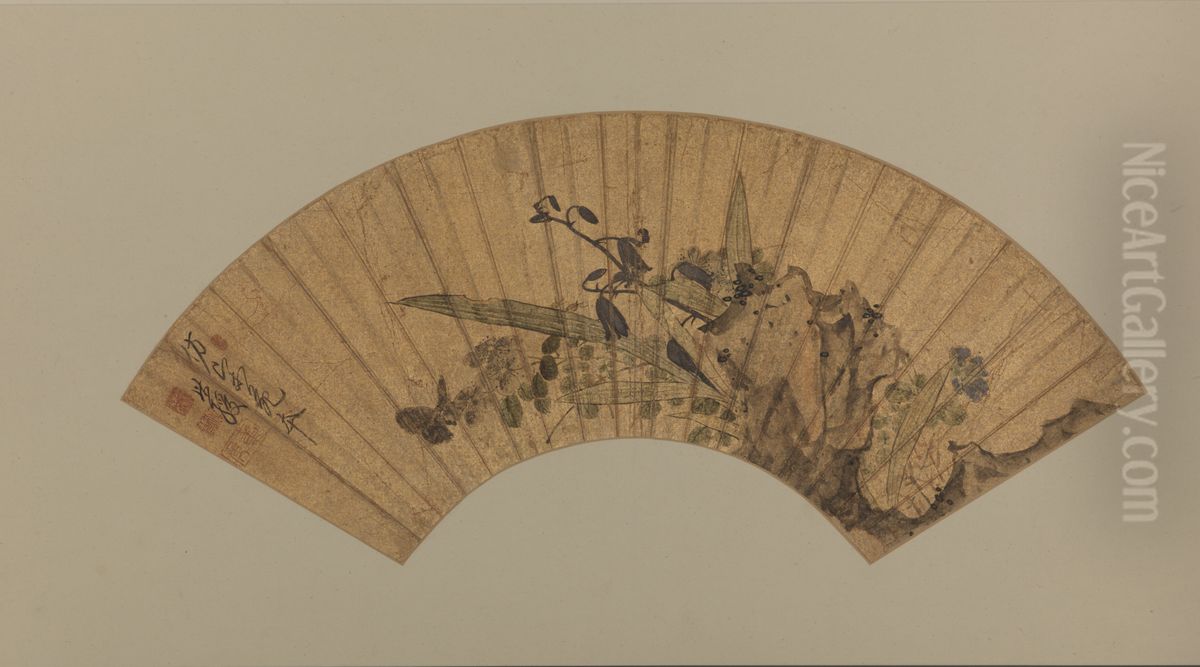 <<chen hong shou hua die shan mian>> Oil Painting by Chen Hongshou