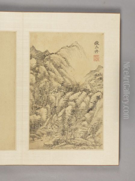 <<wang yuan qi shan shui ce>> Oil Painting by Wang Yuanqi