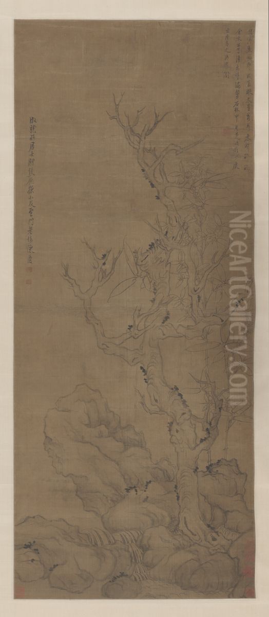 <<chen hong shou ku mu zhu shi zhou>> Oil Painting by Chen Hongshou