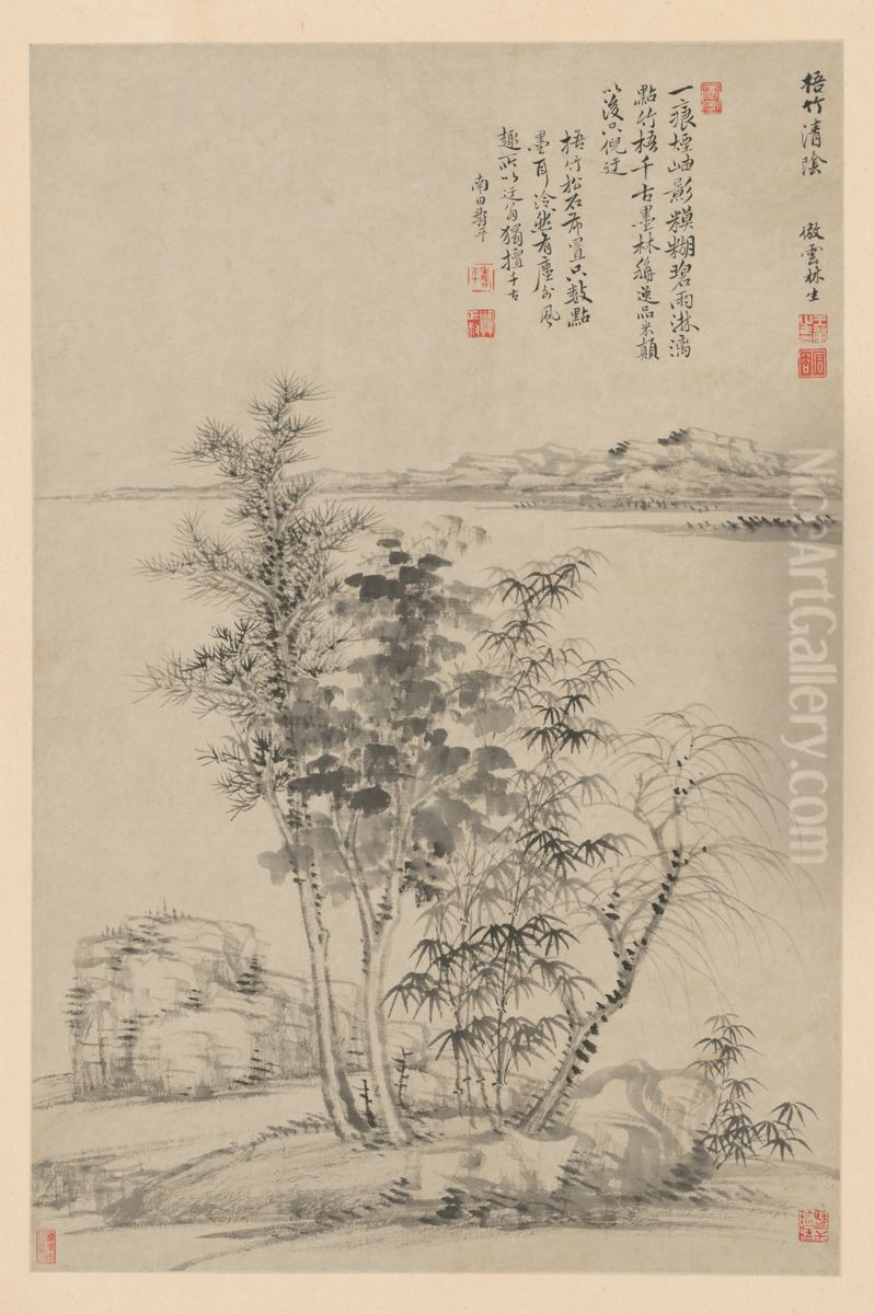 <<wang hui fang gu shan shui ce>> Oil Painting by Wang Hui