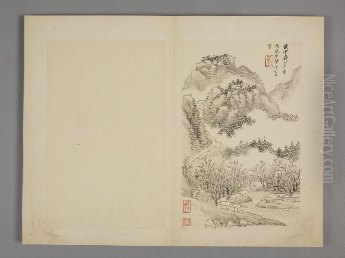 <<wang hui fang gu shan shui ce>> Oil Painting by Wang Hui