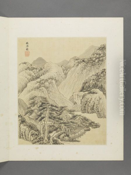 <<wang jian fang gu shan shui ce>> Oil Painting by Wang Jian