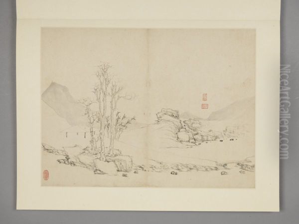 <<chen hao shan shui ce>> Oil Painting by Shen Hao