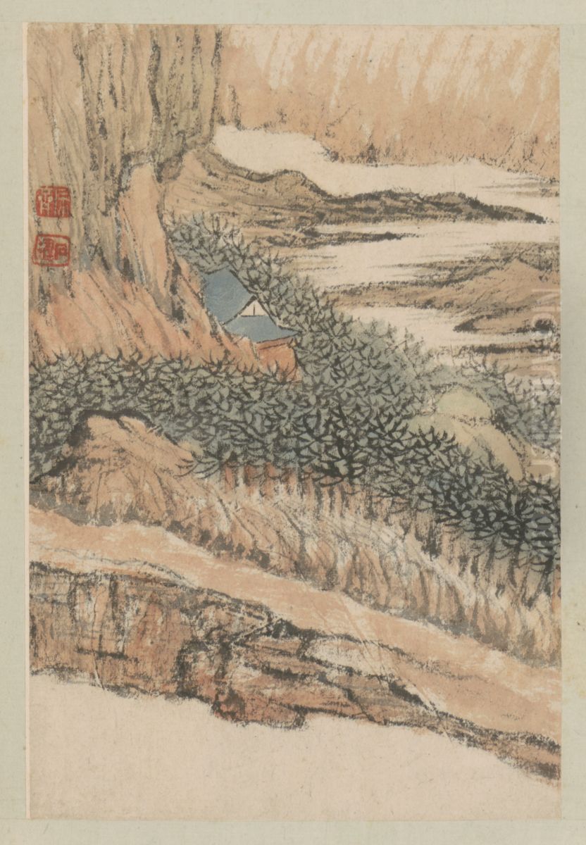 <<yuan ji shan shui tu ce>> Oil Painting by Shitao Daoji