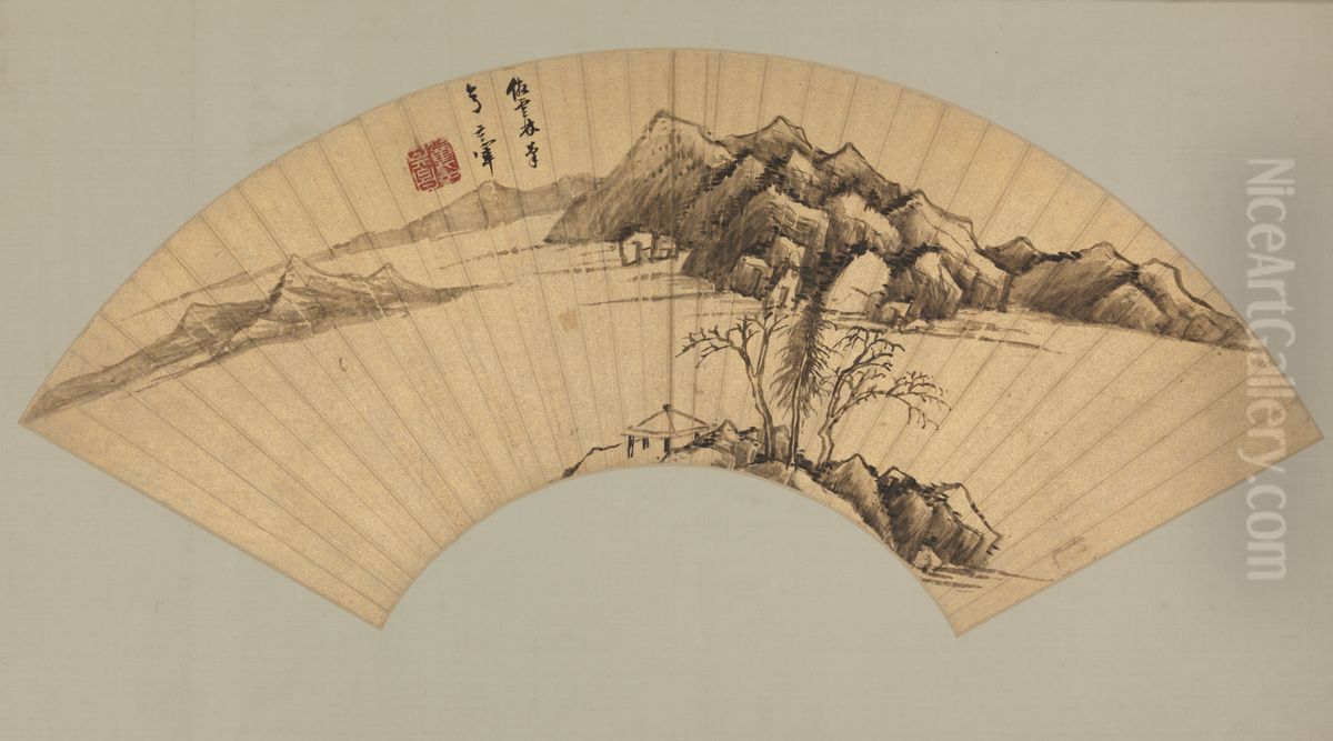 <<dong qi chang fang ni shan shui shan>> Oil Painting by Dong Qichang