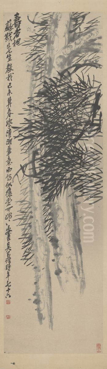 <<wu jun qing shou zhe xiang tu zhou>> Oil Painting by Wu Chang-shuo