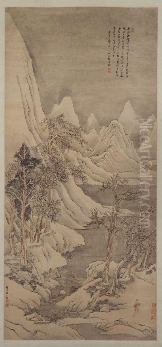 <<wang hui, yang jin he zuo shan shui tu zhou>> Oil Painting by Yang Jin