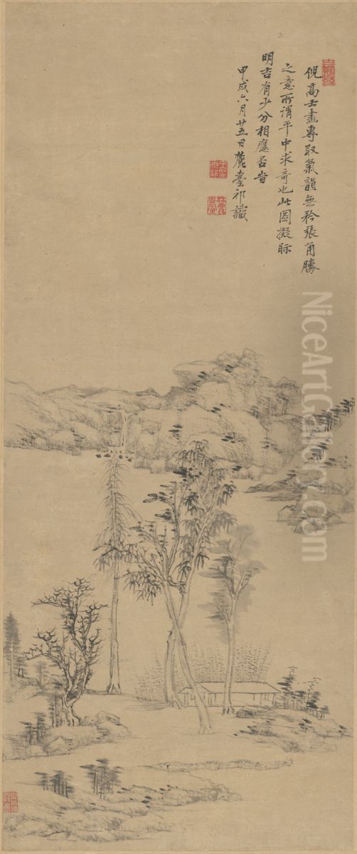 <<wang yuan qi fang ni shan shui zhou>> Oil Painting by Wang Yuanqi