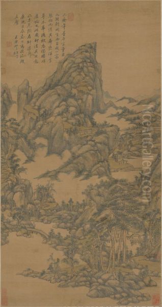 <<wang yuan qi fang huang da chi shan shui zhou>> Oil Painting by Wang Yuanqi