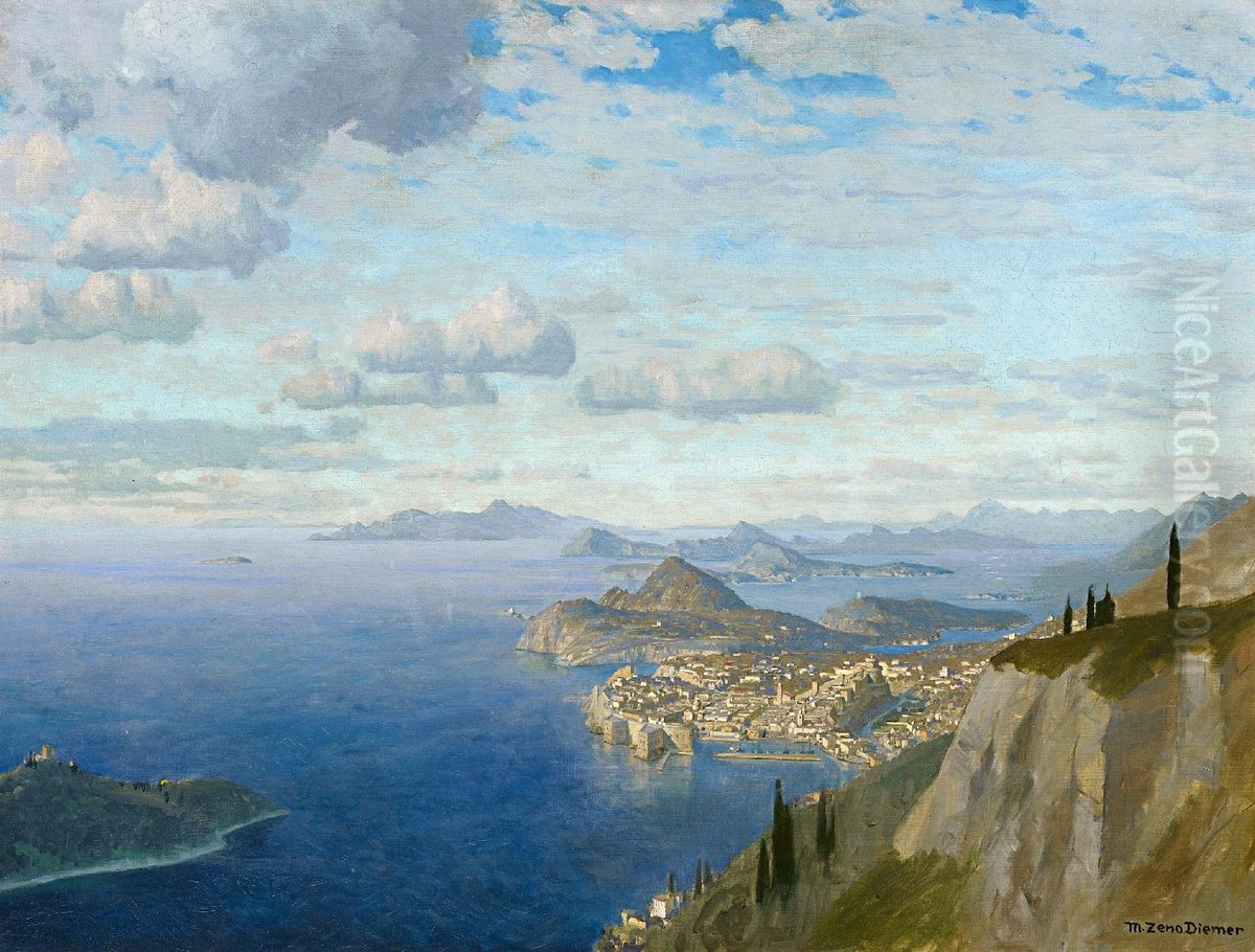 Blick auf Dubrovnik (Ragusa). Oil Painting by Michael Zeno Diemer