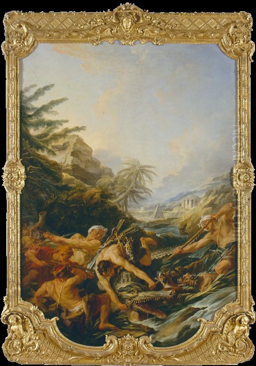 La Chasse au crocodile Oil Painting by Francois Boucher